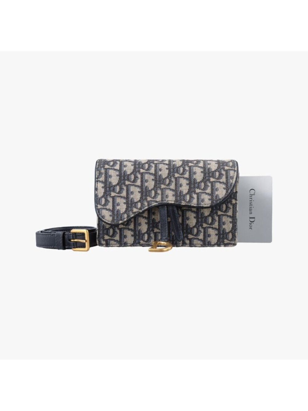 Dior Saddle Navy Gray Jacquard Leather Shoulder Bag